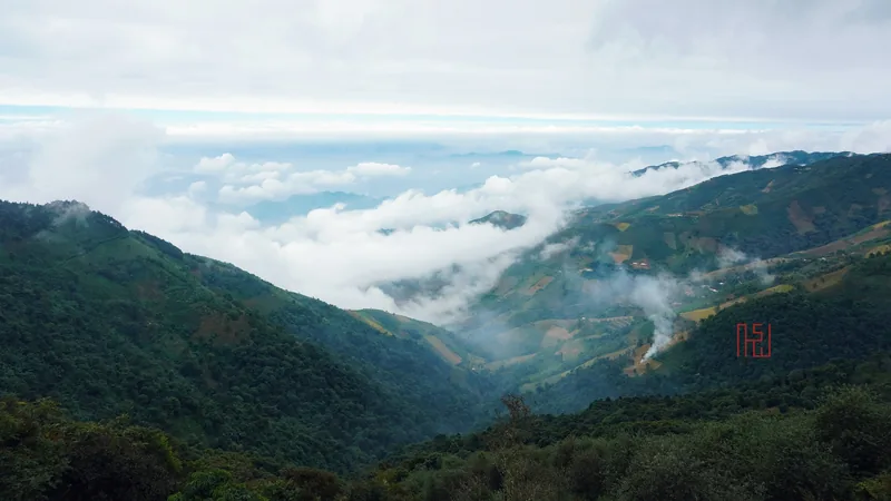 Mây phủ thung lũng dưới núi Tà Xùa